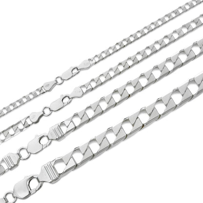 Modern Square Curb Link Chain Necklace Or Bracelet - 925 Sterling Silver - 7"-30" - 4mm-10mm