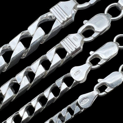 Modern Square Curb Link Chain Necklace Or Bracelet - 925 Sterling Silver - 7"-30" - 4mm-10mm