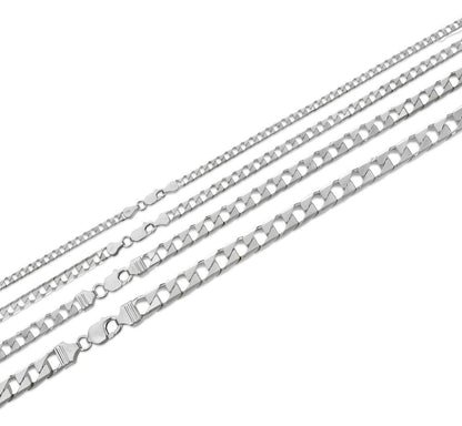 Modern Square Curb Link Chain Necklace Or Bracelet - 925 Sterling Silver - 7"-30" - 4mm-10mm