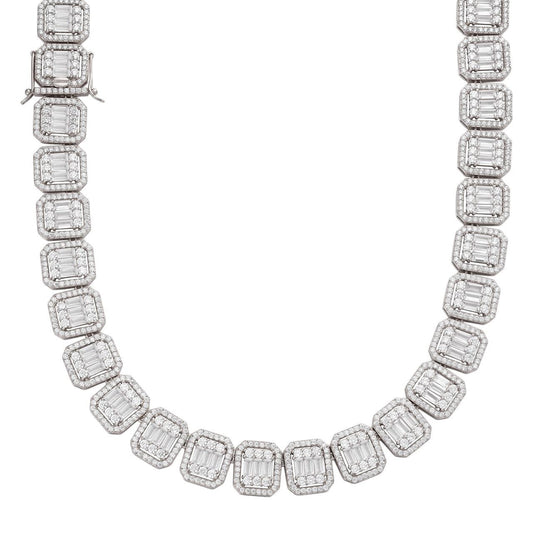 MOISSANITE Baguette Custom Rapper Chain Necklace Iced Out - 925 Silver - 16mm - 18-28"