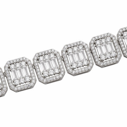 MOISSANITE Baguette Custom Rapper Chain Necklace Iced Out - 925 Silver - 16mm - 18-28"