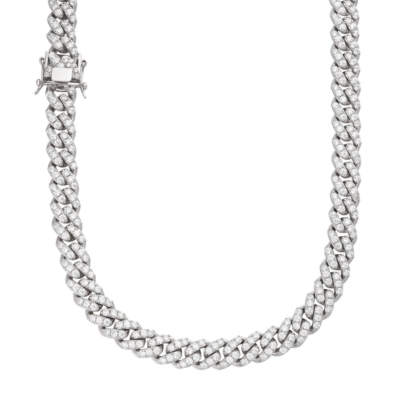 MOISSANITE Big Stone Miami Cuban Link Chain Necklace Iced Out - 925 Silver - 12mm - 16"- 30"