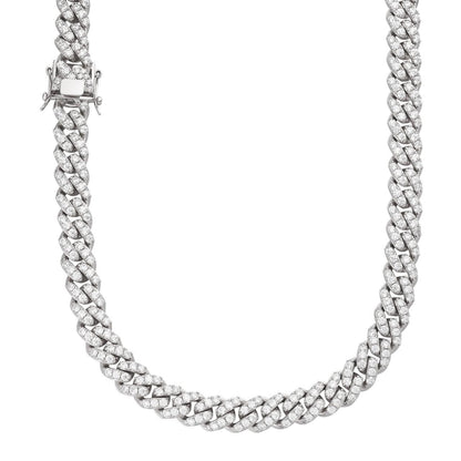 MOISSANITE Big Stone Miami Cuban Link Chain Necklace Iced Out - 925 Silver - 12mm - 16"- 30"