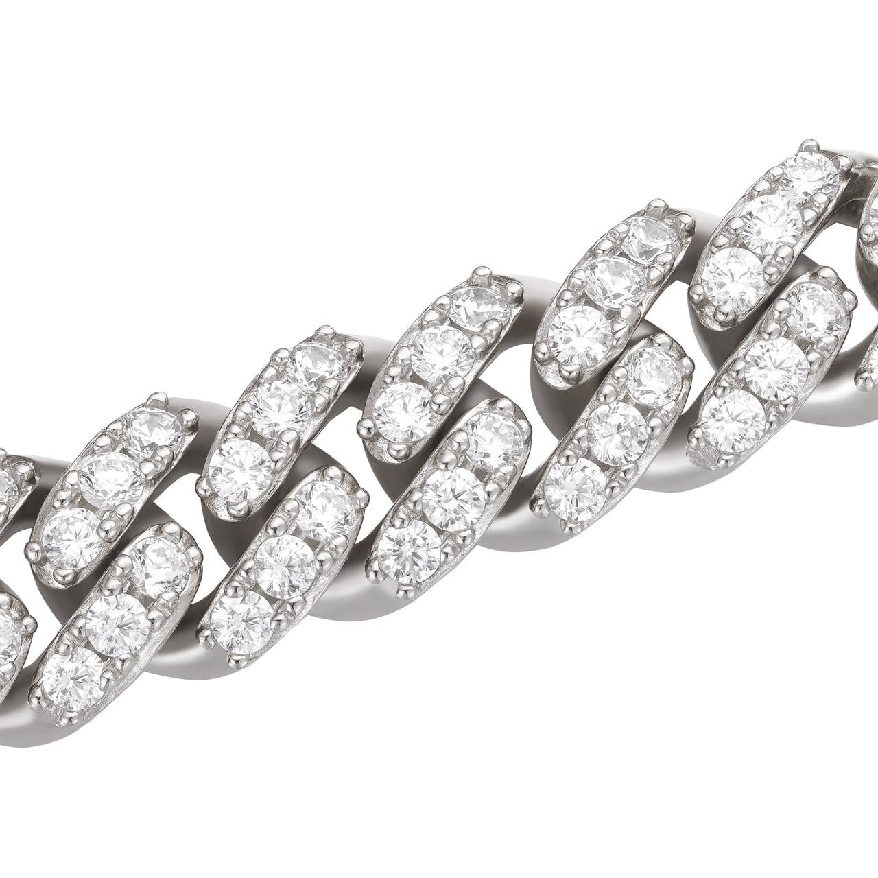 MOISSANITE Big Stone Miami Cuban Link Chain Necklace Iced Out - 925 Silver - 12mm - 16"- 30"