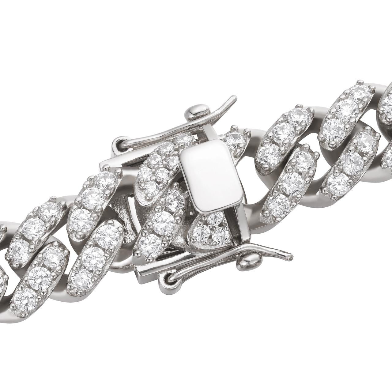 MOISSANITE Big Stone Miami Cuban Link Chain Necklace Iced Out - 925 Silver - 12mm - 16"- 30"