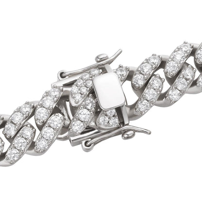 MOISSANITE Big Stone Miami Cuban Link Chain Necklace Iced Out - 925 Silver - 12mm - 16"- 30"