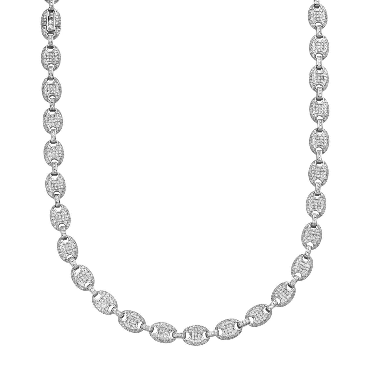 MOISSANITE Classic Gucci Link Chain Necklace Iced Out - 925 Silver - 8mm - 16"-30"