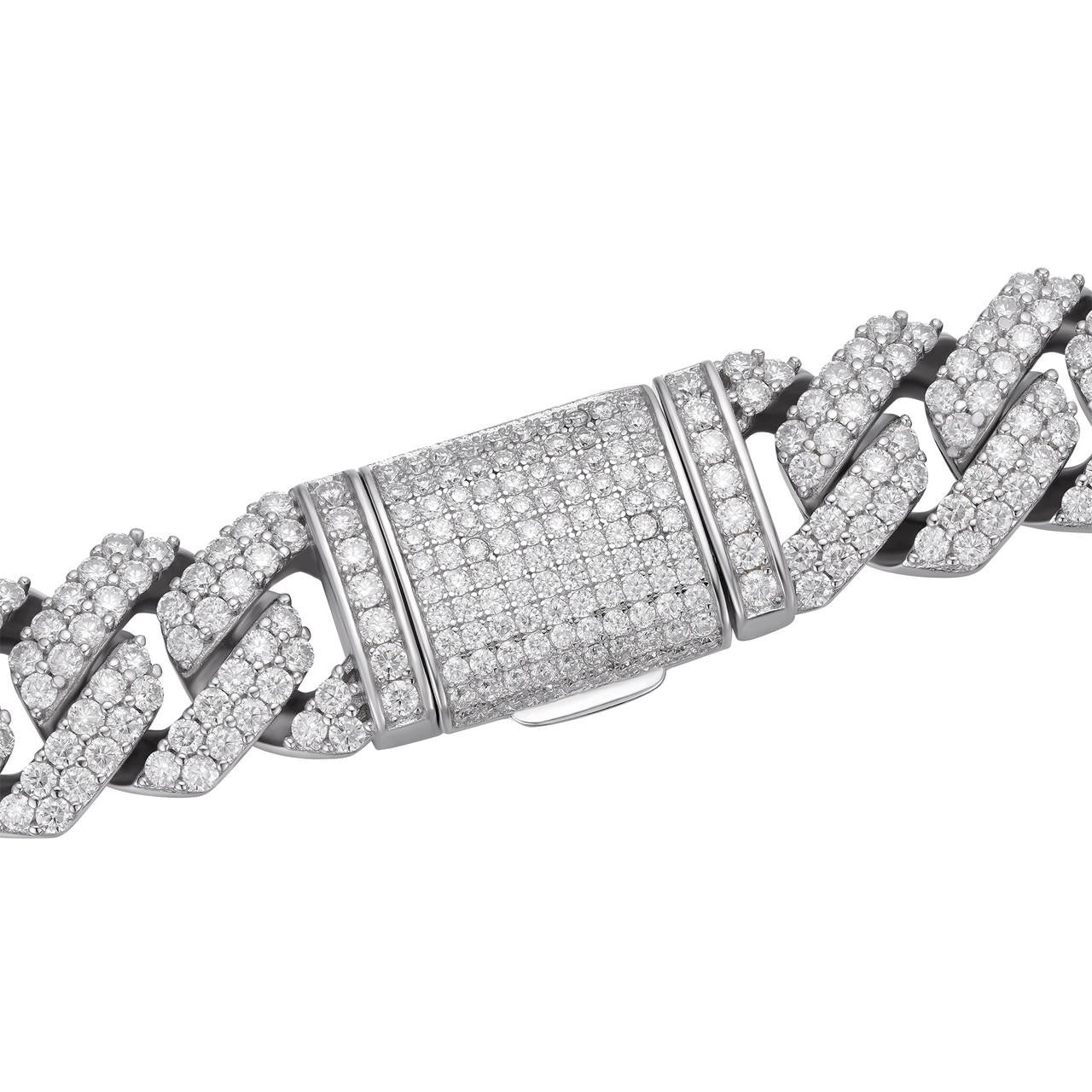 MOISSANITE Classic Prong Cuban Necklace Chain - 925 Silver - 14mm - 16"-30"