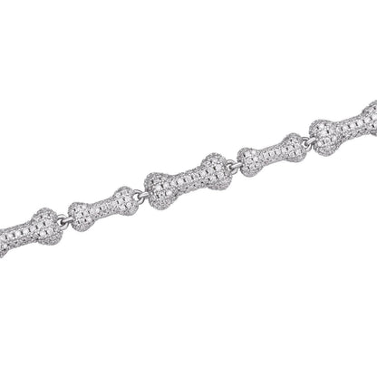 MOISSANITE Custom Bone Link Chain Necklace Iced Out - 925 Silver - 6.5mm - 16-30"