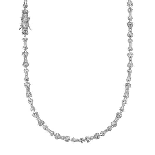 MOISSANITE Custom Bone Link Chain Necklace Iced Out - 925 Silver - 6.5mm - 16-30"