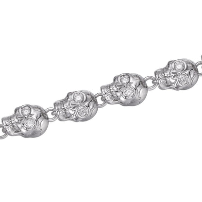 MOISSANITE Custom Skull Link Death Necklace Chain - 925 Silver - 9.5mm - 18"-28"