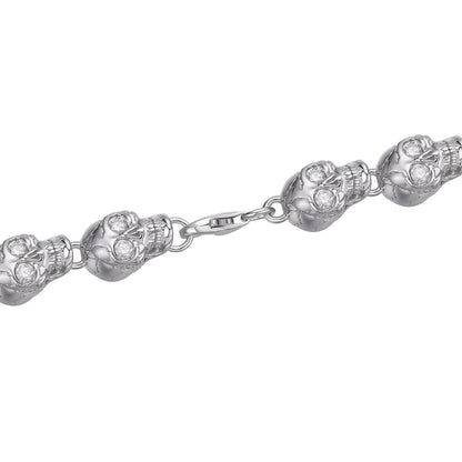 MOISSANITE Custom Skull Link Death Necklace Chain - 925 Silver - 9.5mm - 18"-28"