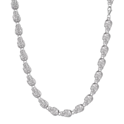 MOISSANITE Custom Skull Link Death Necklace Chain - 925 Silver - 9.5mm - 18"-28"