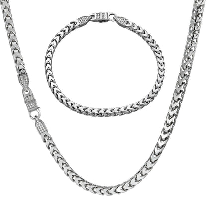 MOISSANITE Franco Chain Necklace Or Bracelet Iced Out Clasp - 925 Silver - 5mm - 7-30"