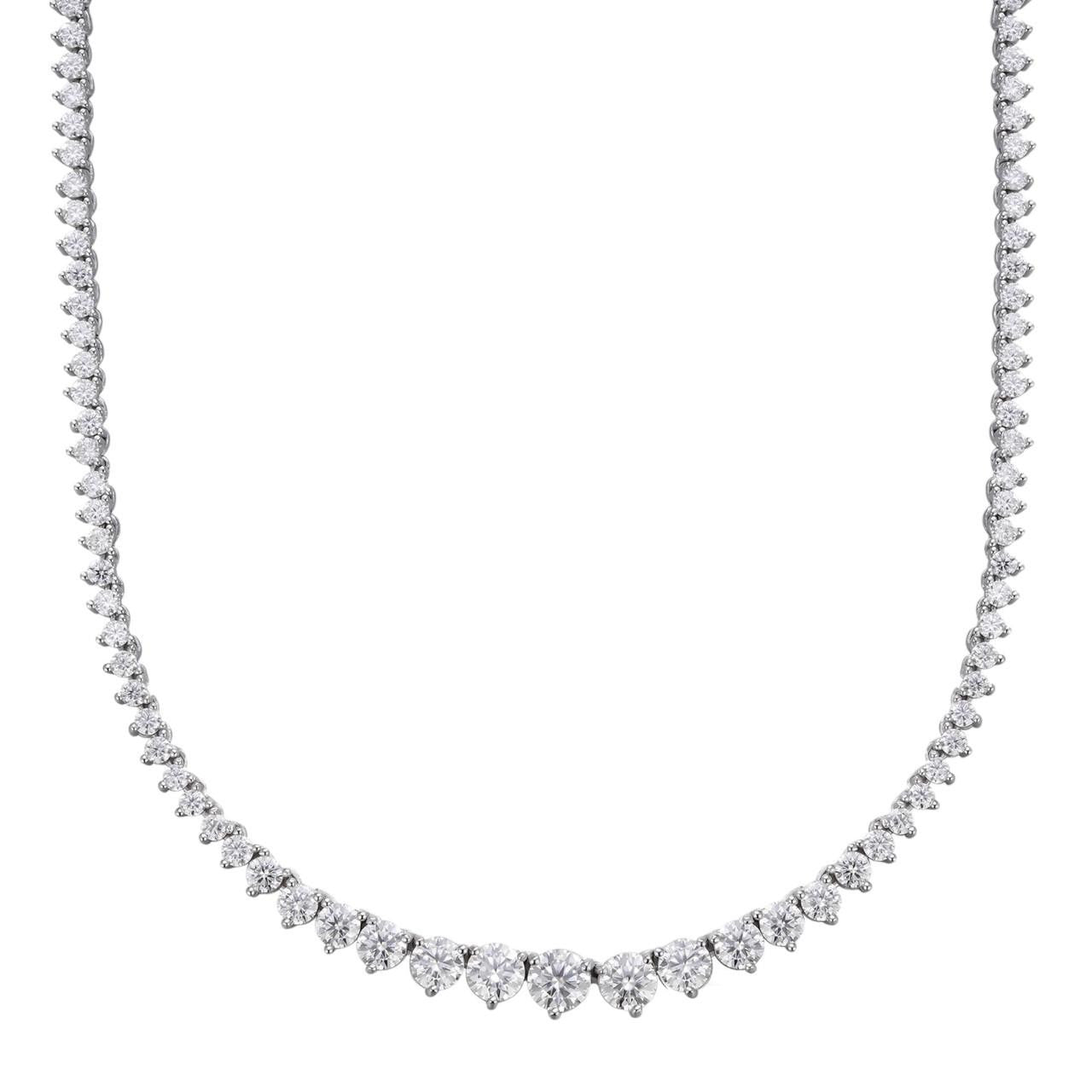 MOISSANITE Graduated Tennis Chain Necklace Iced Out - 925 Silver - 3-7mm - 14"-24"