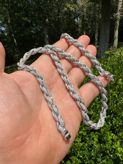 MOISSANITE Rope Chain Necklace Iced Out - 925 Silver - 7.5mm - 16-30"
