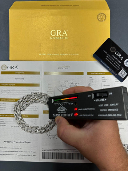 MOISSANITE Rope Chain Necklace Iced Out - 925 Silver - 7.5mm - 16-30"