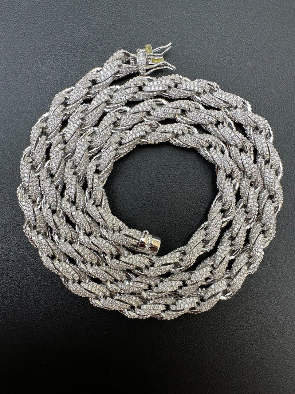 MOISSANITE Rope Chain Necklace Iced Out - 925 Silver - 7.5mm - 16-30"
