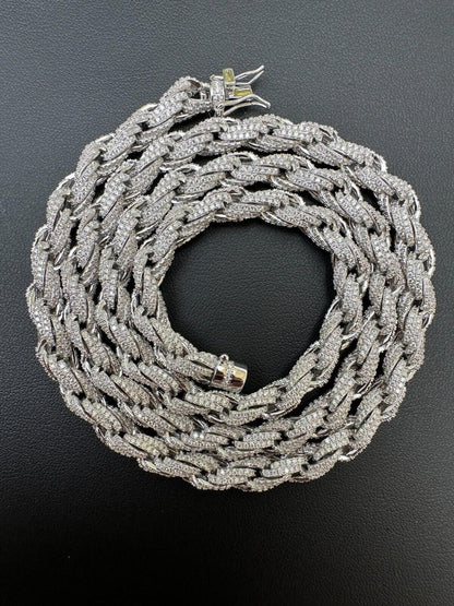 MOISSANITE Rope Chain Necklace Iced Out - 925 Silver - 7.5mm - 16-30"