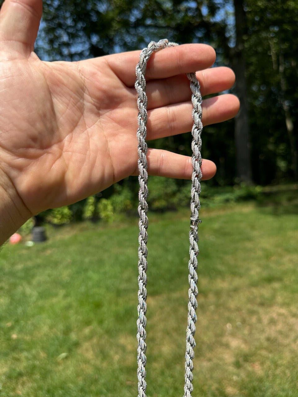 MOISSANITE Rope Chain Necklace Iced Out - 925 Silver - 7.5mm - 16-30"