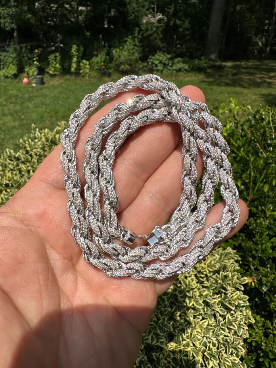 MOISSANITE Rope Chain Necklace Iced Out - 925 Silver - 7.5mm - 16-30"