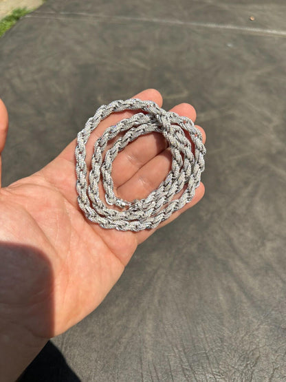 MOISSANITE Rope Chain Necklace Iced Out - 925 Silver - 7.5mm - 16-30"