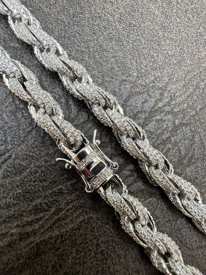 MOISSANITE Rope Chain Necklace Iced Out - 925 Silver - 7.5mm - 16-30"