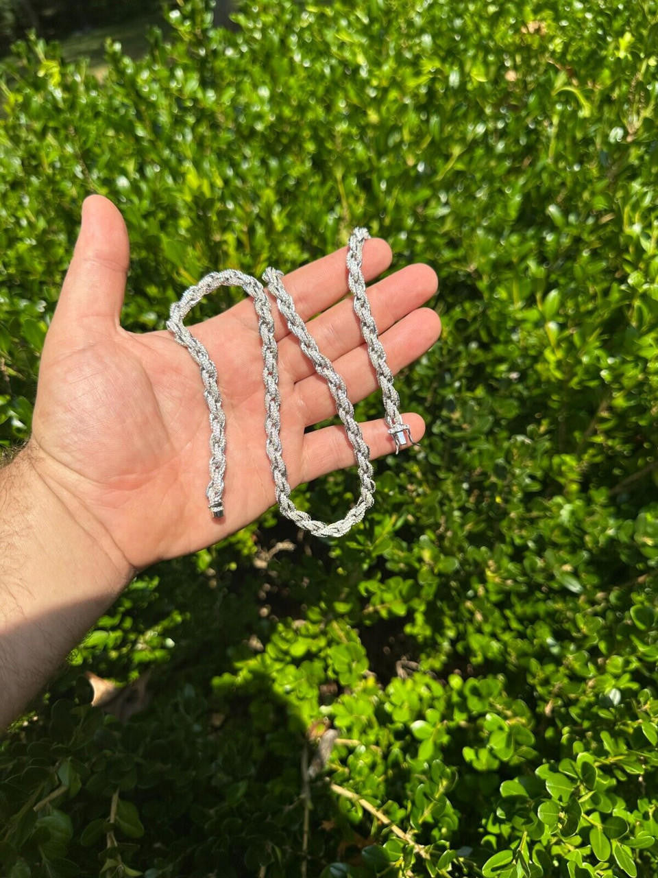 MOISSANITE Rope Chain Necklace Iced Out - 925 Silver - 7.5mm - 16-30"