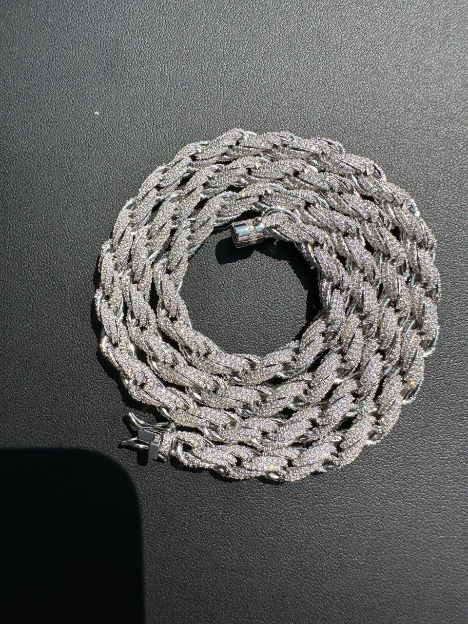 MOISSANITE Rope Chain Necklace Iced Out - 925 Silver - 7.5mm - 16-30"