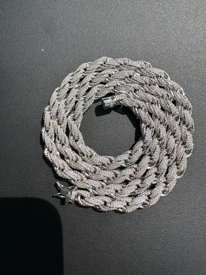 MOISSANITE Rope Chain Necklace Iced Out - 925 Silver - 7.5mm - 16-30"