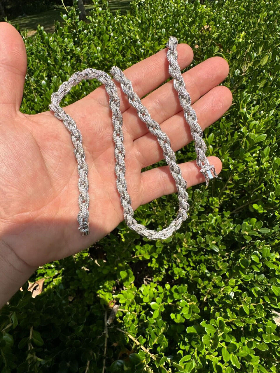 MOISSANITE Rope Chain Necklace Iced Out - 925 Silver - 7.5mm - 16-30"