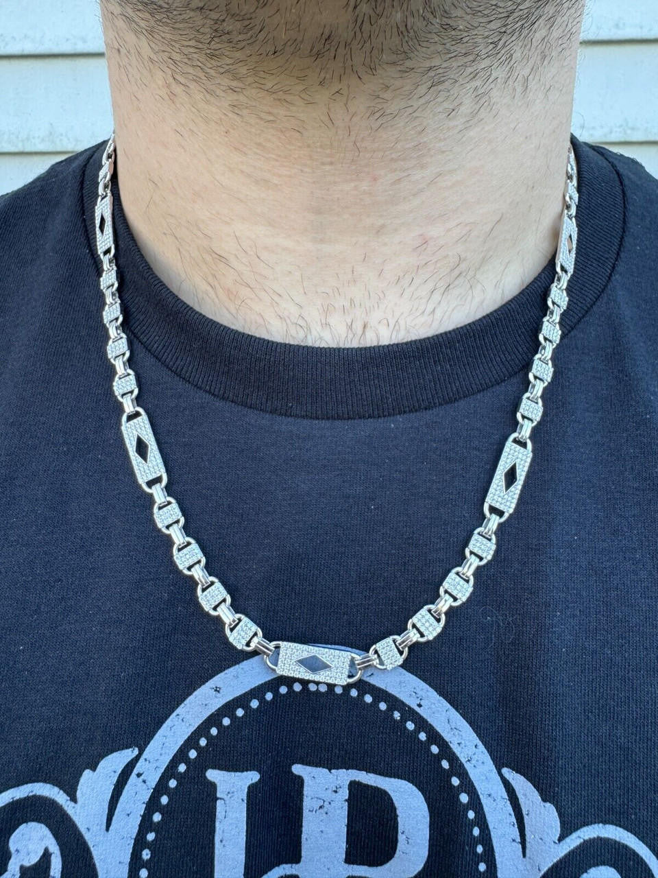 MOISSANITE Valentino Mariner Chain Necklace Iced Out - 925 Silver - 10mm - 16-28"