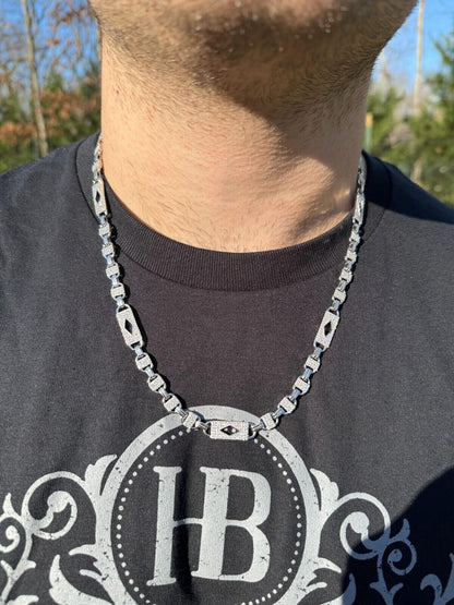 MOISSANITE Valentino Mariner Chain Necklace Iced Out - 925 Silver - 10mm - 16-28"