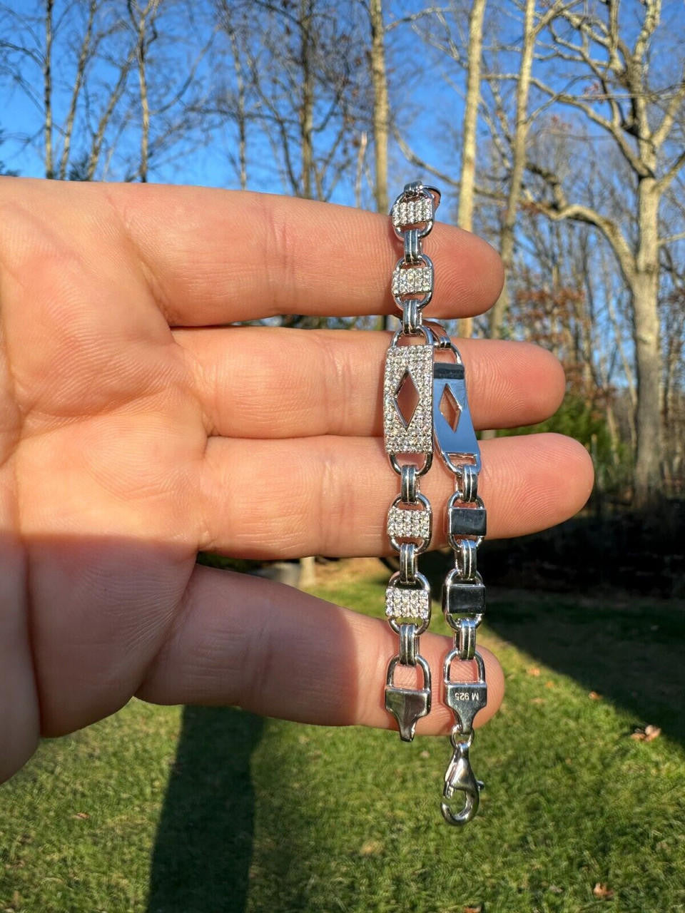 MOISSANITE Valentino Mariner Chain Necklace Iced Out - 925 Silver - 10mm - 16-28"