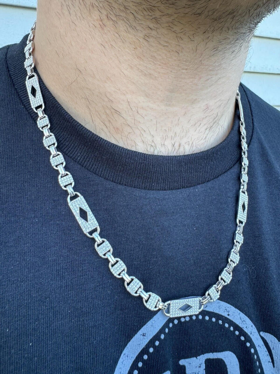 MOISSANITE Valentino Mariner Chain Necklace Iced Out - 925 Silver - 10mm - 16-28"