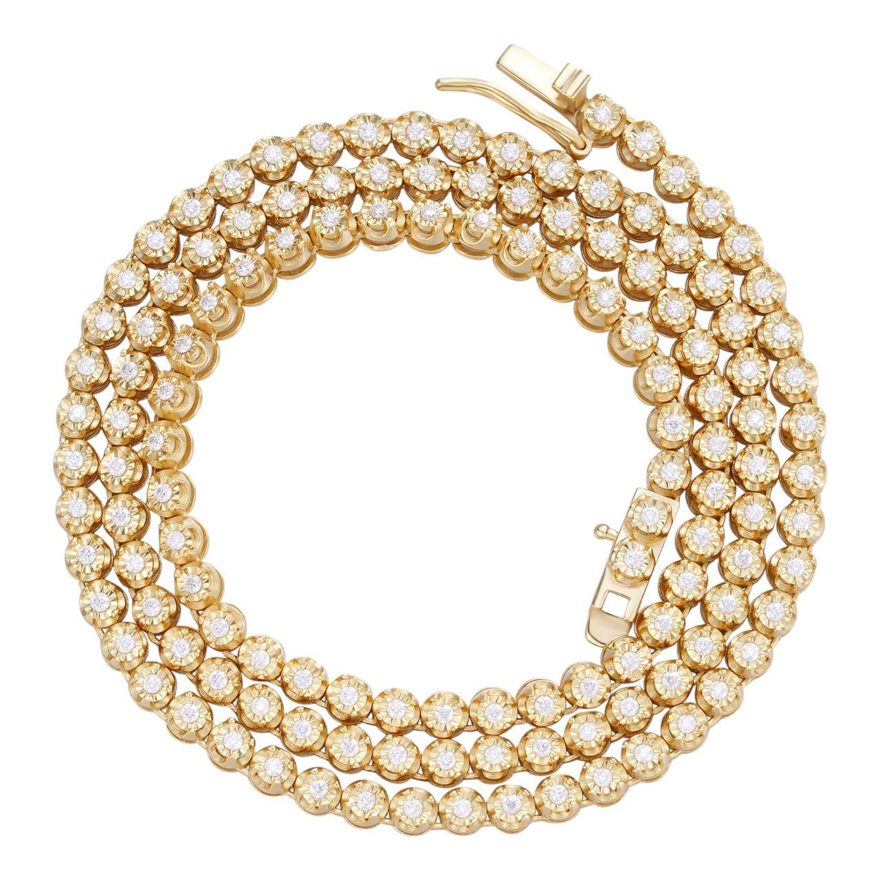 MOISSANITE Illusion Tennis Chain Necklace Iced Out - 14k Gold Vermeil 925 Silver - 3mm - 16"-28"