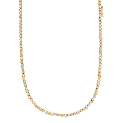 MOISSANITE Illusion Tennis Chain Necklace Iced Out - 14k Gold Vermeil 925 Silver - 3mm - 16"-28"