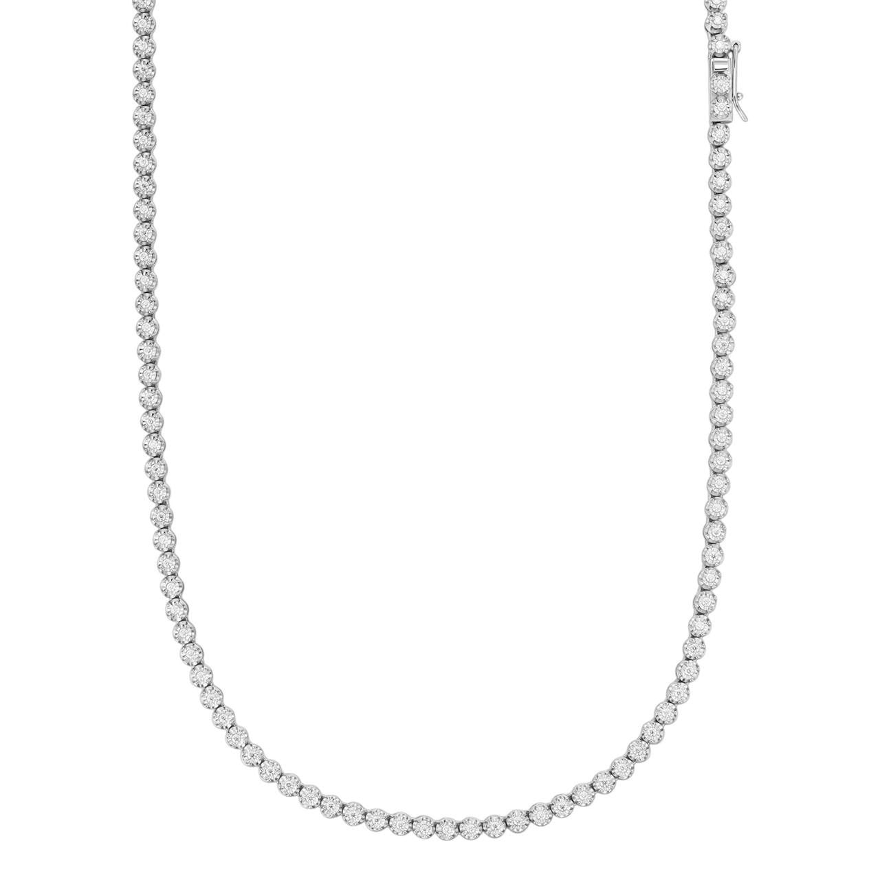 MOISSANITE Illusion Tennis Chain Necklace Iced Out - 925 Silver - 3mm - 16"-28"