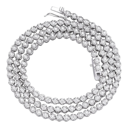 MOISSANITE Illusion Tennis Chain Necklace Iced Out - 925 Silver - 3mm - 16"-28"