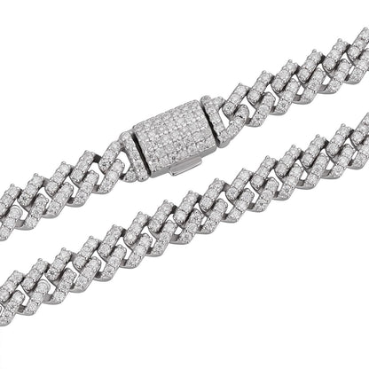 MOISSANITE Micro Prong Miami Cuban Link Chain Necklace Iced Out - 925 Silver - 5mm - 16" - 24"