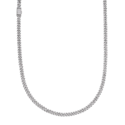 MOISSANITE Micro Prong Miami Cuban Link Chain Necklace Iced Out - 925 Silver - 5mm - 16" - 24"