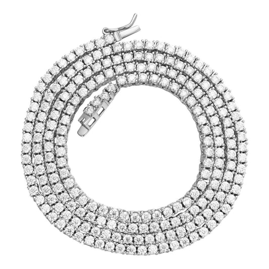MOISSANITE Micro Tennis Chain Necklace Iced Out - 925 Silver - 2mm - 14"-28"