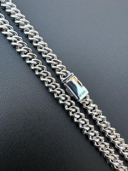 MOISSANITE Micro Prong Miami Cuban Link Chain Necklace Iced Out - 925 Silver - 5mm - 16" - 24"