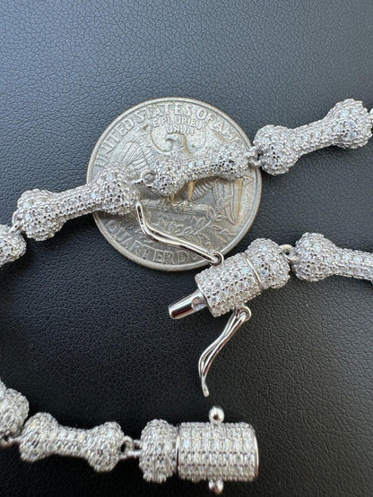 MOISSANITE Custom Bone Link Chain Necklace Iced Out - 925 Silver - 6.5mm - 16-30"