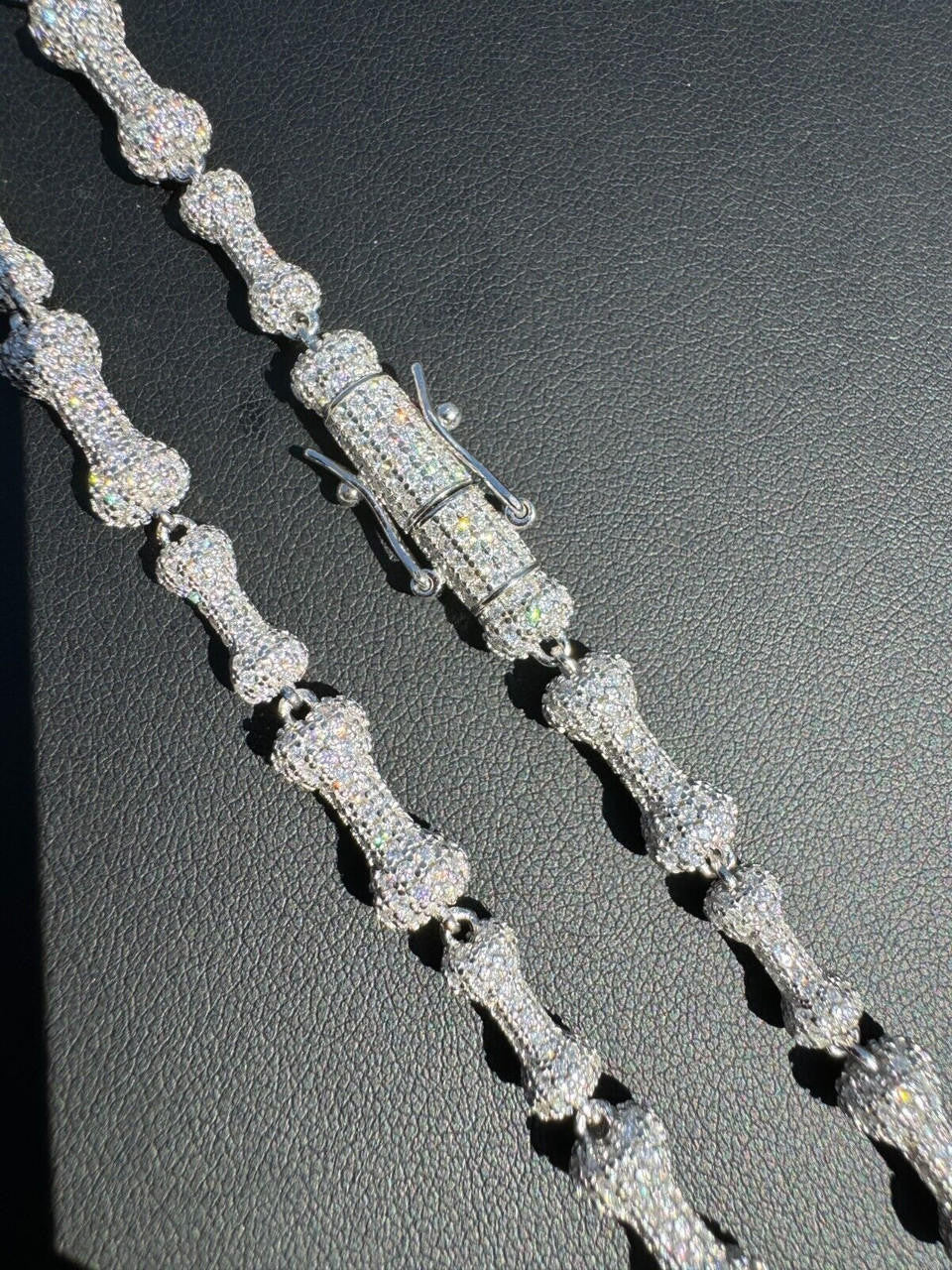 MOISSANITE Custom Bone Link Chain Necklace Iced Out - 925 Silver - 6.5mm - 16-30"