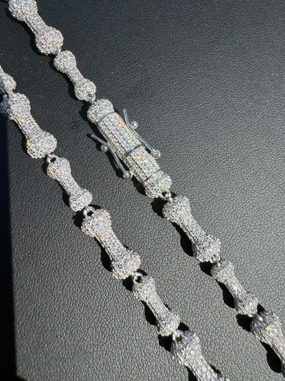 MOISSANITE Custom Bone Link Chain Necklace Iced Out - 925 Silver - 6.5mm - 16-30"