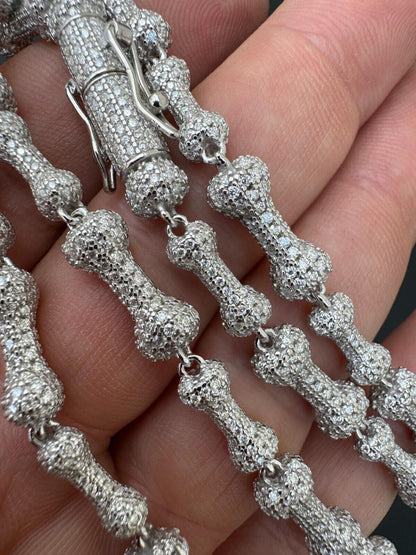 MOISSANITE Custom Bone Link Chain Necklace Iced Out - 925 Silver - 6.5mm - 16-30"