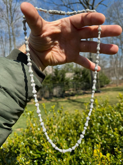 MOISSANITE Custom Bone Link Chain Necklace Iced Out - 925 Silver - 6.5mm - 16-30"