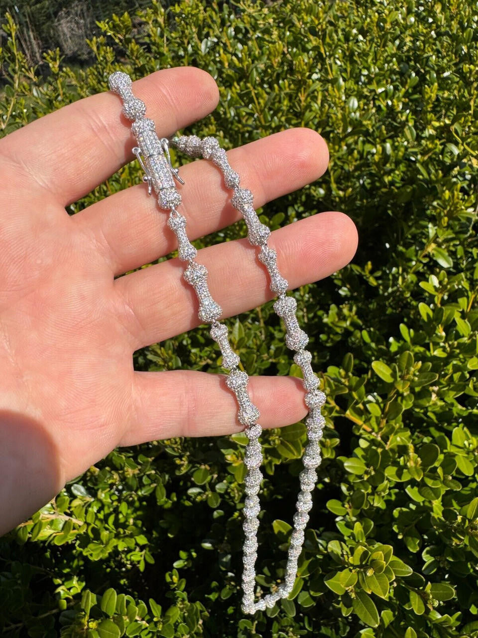 MOISSANITE Custom Bone Link Chain Necklace Iced Out - 925 Silver - 6.5mm - 16-30"