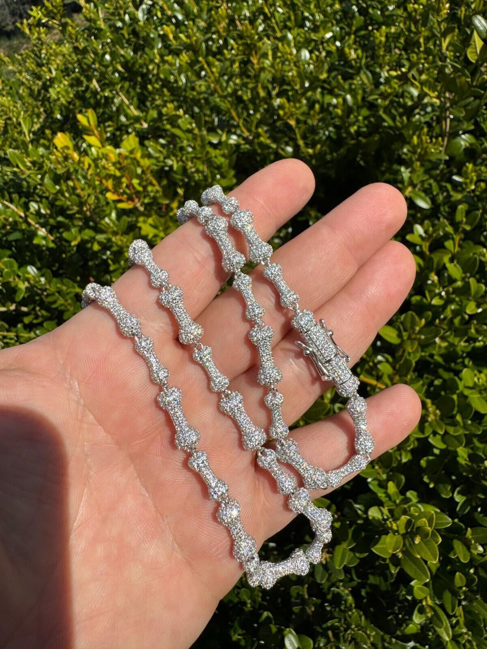 MOISSANITE Custom Bone Link Chain Necklace Iced Out - 925 Silver - 6.5mm - 16-30"